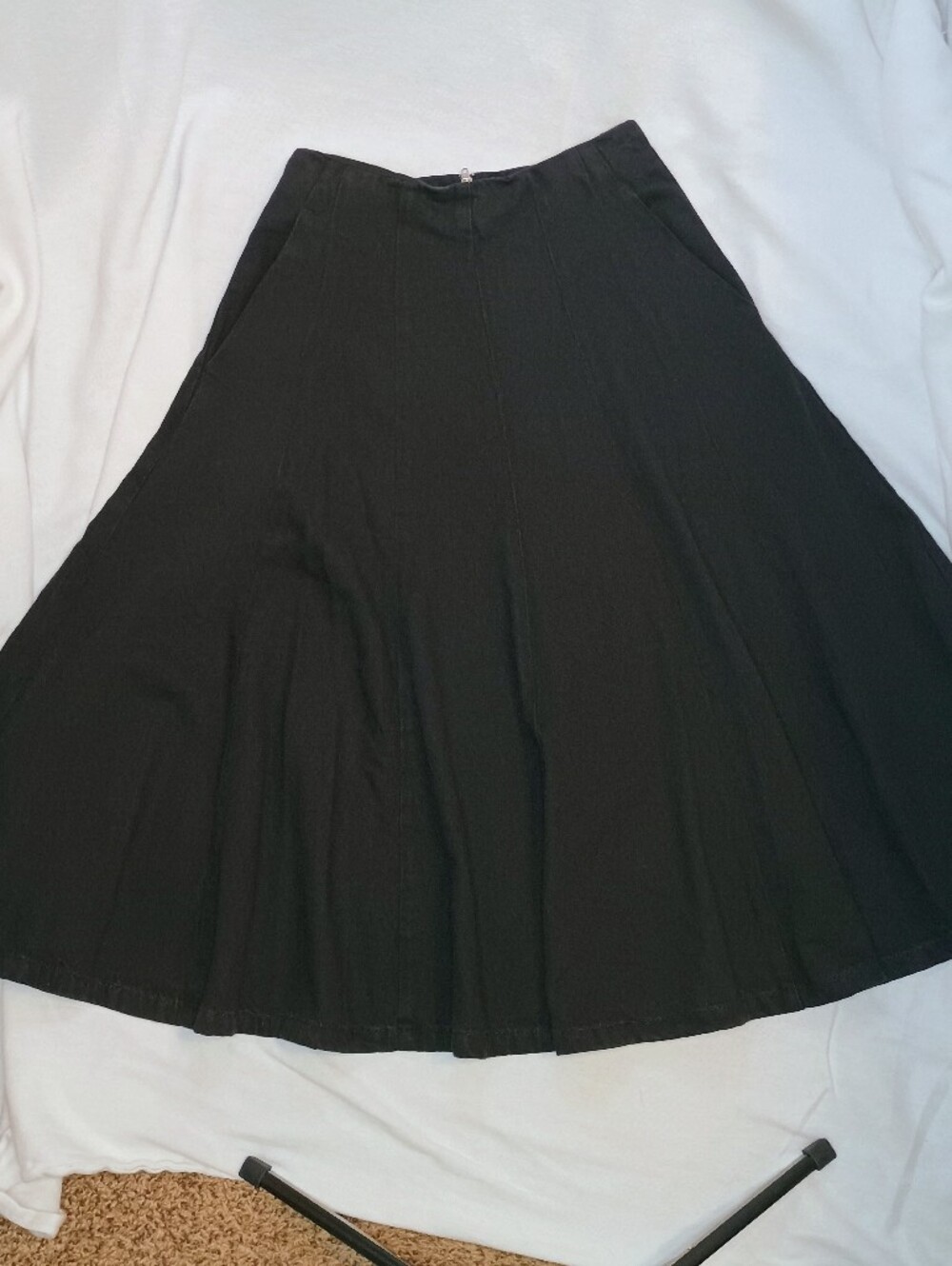 Madewell Paneled Denim Circle Skirt 24 Classic Black Midi